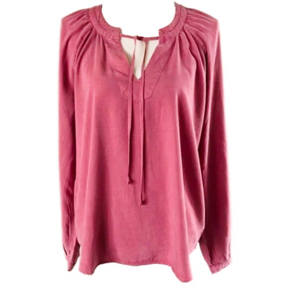 NWT Anthropologie Cloth & Stone Wine TENCEL Lyocell Blouse L Boho Fall Top - Picture 8 of 11